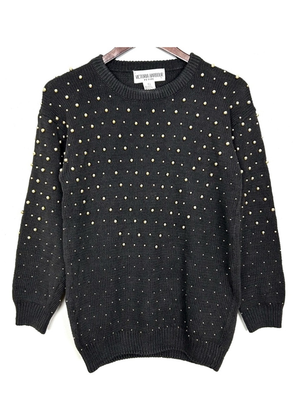 Vintage 1980’s Beaded Sweater Women’s Size S Petite Cotton Blend Elegant Retro